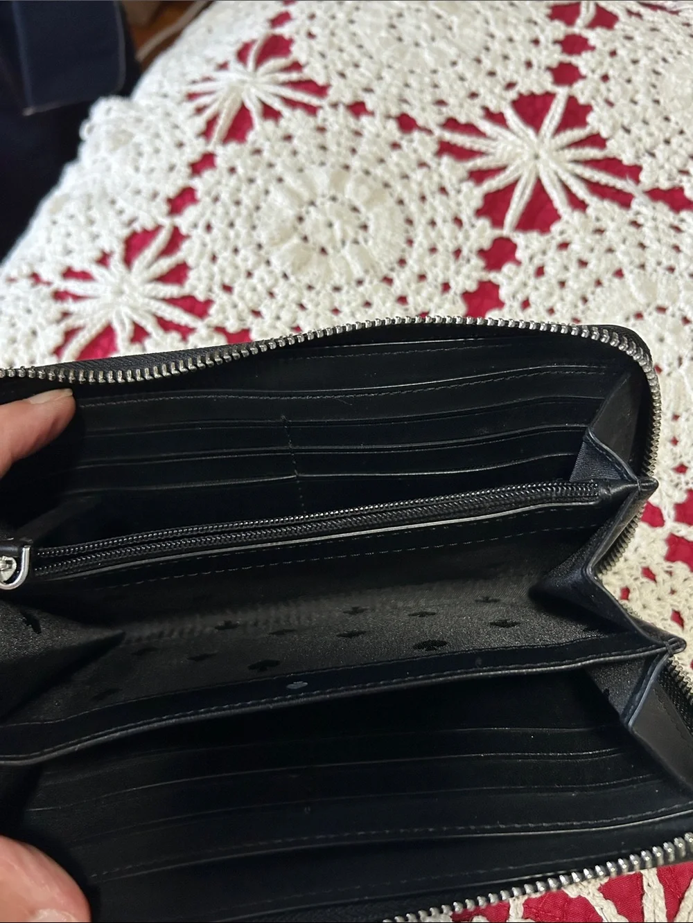 kate spade Navy and Cream Vertical Stripe Zip Wallet